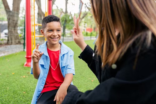 Support worker assisting participant