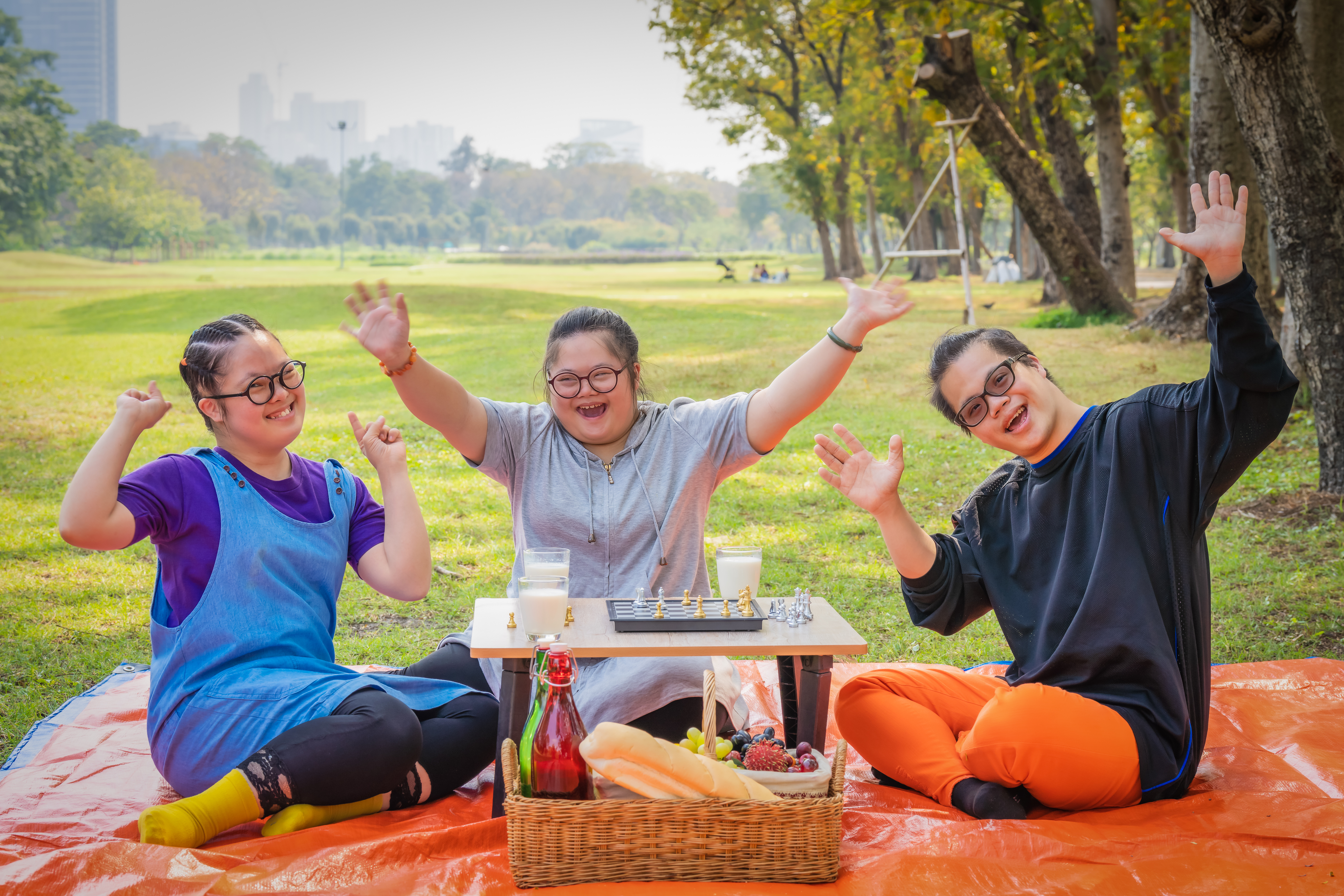 Happy participant with support worker